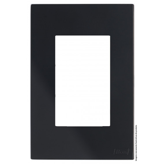 Placa para 3 Módulos Horizontais 4x2 Com Suporte - Recta Black Satin Fosco